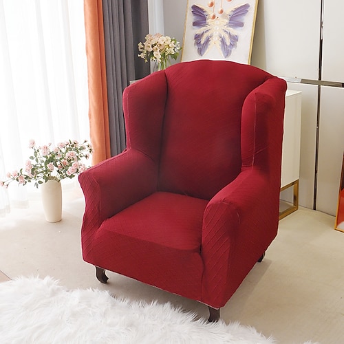 schlichter moderner weicher elastischer Rundum-Wickelbezug mit Tiger-Motiv für Bank und Sessel, Bezug für Freizeithocker, karierter Sofa-Stuhlbezug Image