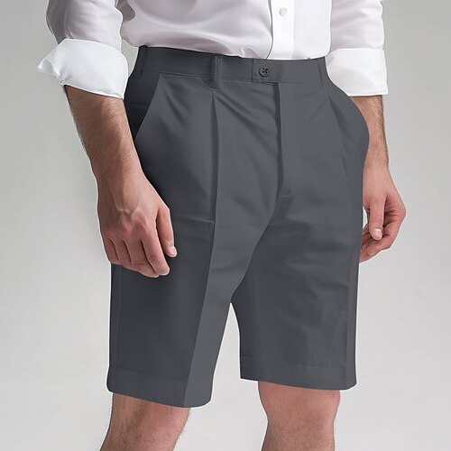 Herren Shorts Schicke Shorts Bermudashorts Tasche Gerader Schnitt Einfach Komfort Bügelfrei Knielang Büro Geschäft Täglich Elegant Mode Schwarz Weiß Image