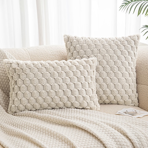 Weiche plüschige dekorative Kissenbezüge 1 Stück weicher quadratischer Sofakissenbezug Kopfkissenbezug für Schlafzimmer Wohnzimmer Sofa Stuhl Image