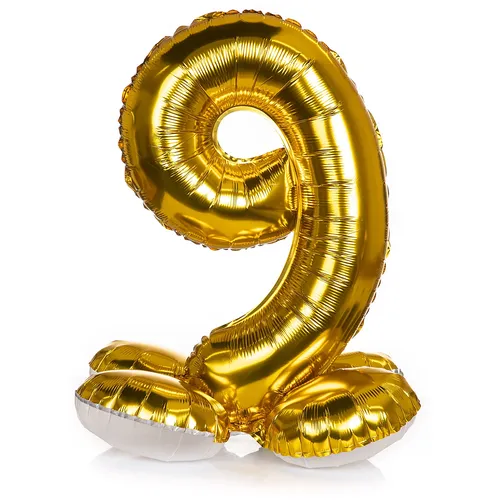 Ballon chiffre ""9"", tenant debout, doré