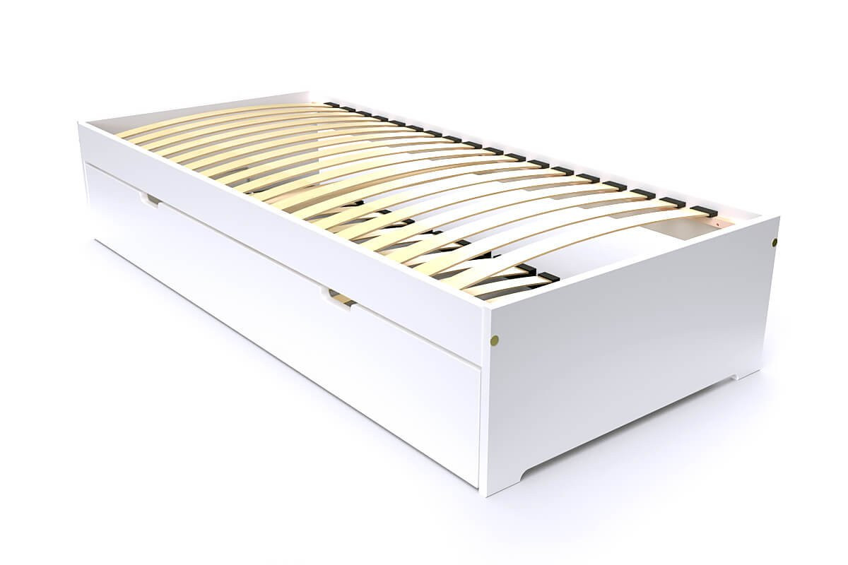 Lit gigogne 80x200 Malo pin massif - Blanc