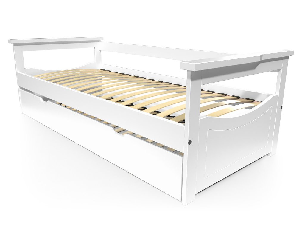 Lit Gigogne 80x200 Topaze Pin massif - Blanc