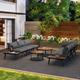 Set tavolo e sedie da giardino (2 divani + 2 poltrone + 2 divani rotondi bassi incastro) 6 posti,