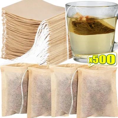 500/100PCS Disposable Teabags with Drawstring Coffee Filter Paper Bag Empty Loose Tea Bags Infuser