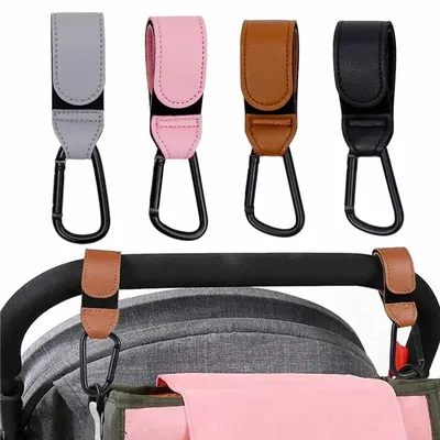 1/2pcs Baby Stroller Hooks for Bags PU Leather Universal Climbing Buckle Cart Organizer Diaper Bag