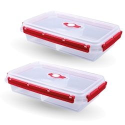 Bestlivings Frischhaltebox 2L - Brotdose im Set Rot mit Trenner - 2er Pack ( 2 Stück ) Image