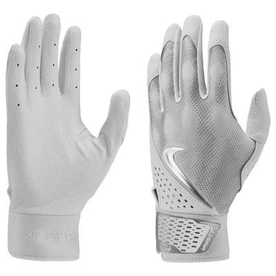 Nike Alpha Varsity Baseball Batting Gloves White/Metallic Silver