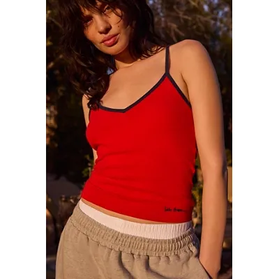 iets frans. Leo V-Neck Cami - Red XL at Urban Outfitters