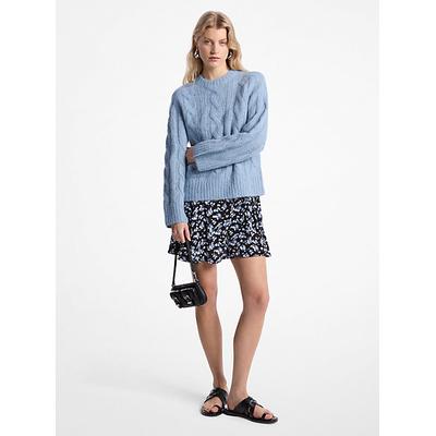 Michael Kors Cable Knit Nylon and Alpaca Blend Sweater Blue XS