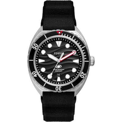 Quarzuhr FOSSIL "BREAKER", schwarz (schwarz, schwarz), Armbanduhren, Damen, Armbanduhr, Herrenuhr, Damenuhr, Datum, Silikonarmband Image