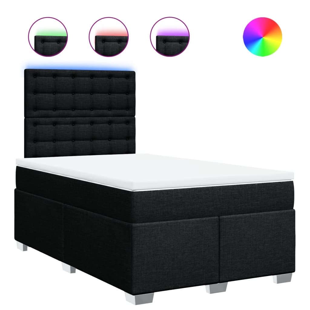 vidaXL Boxspringbett mit Matratze Schwarz 120x200 cm Stoff Image