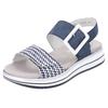 Keilsandalette REMONTE "ELLE-Collection", Damen, Gr. 41, blau (dunkelblau, weiß), Lederimitat, Textil, casual, Schuhe, Sommerschuh, Sandale, Komfortschuh mit praktischen Klettverschlüssen