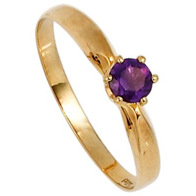 Goldring JOBO Gr. 52, gelb (gelbgold 585), Fingerringe, Damen, 52, Gelbgold 585, 585 Gold mit Amethyst Image