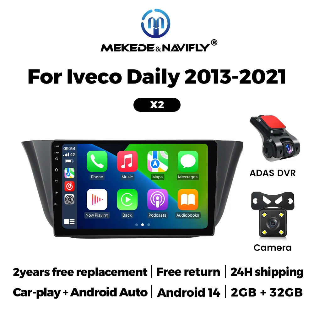 MEKEDE Android 14 Auto Radio Multimedia Video Player Für Iveco Daily 2013-2021 BT CarPlay Navigation GPS Autoradio 2 Din 9 zoll Image