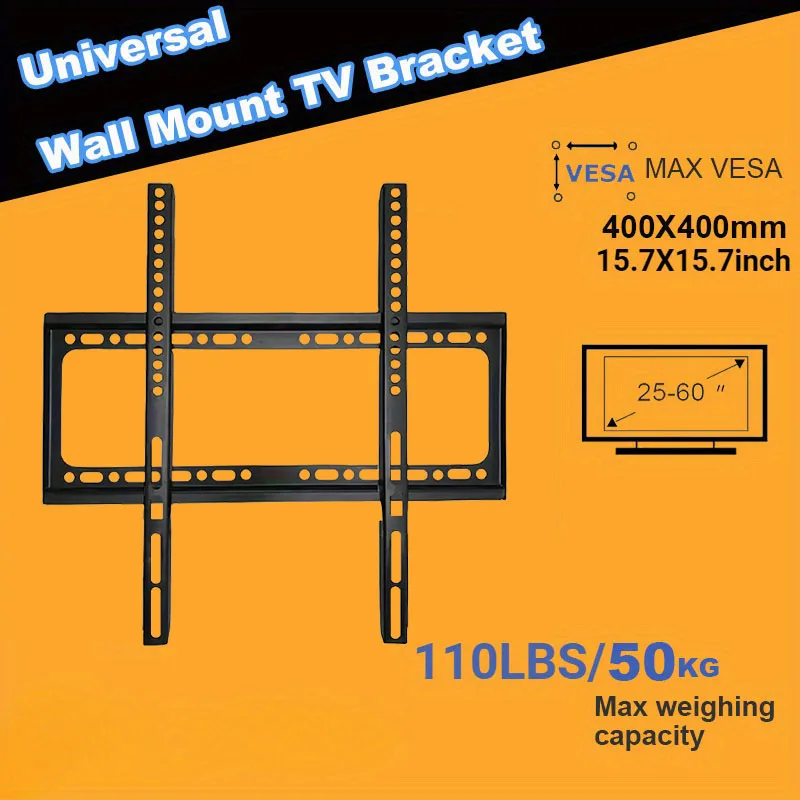BEISHI Universal-TV-Wandhalterung für die meisten 25–60 Zoll großen LED-Plasma-TV-Halterungen bis VESA 400 x 400 mm und 110 Pfund Tragfähigkeit Image