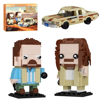 NEU Big Lebowskis Jeff Dude Walter Sobchak & BrickHeadZ + Auto-Baustein-Set, Image