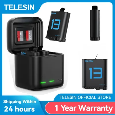 TELESIN 1900 mAh Charging Battery For GoPro Hero 13 Battery 3 Ways Fast Charger Box TF Card Storage For GoPro 13 Accessories