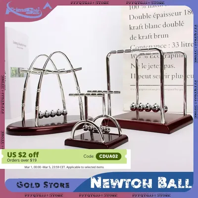 Newton Pendelkugeln Balance Stahlkugel Lehrmittel Physik Wissenschaft Hit Ball Ornamente Event Image
