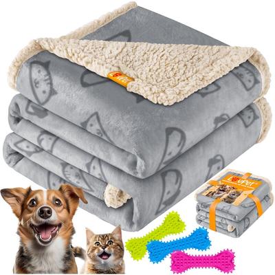 Lovpet - wasserdichte Hundedecke Sherpa Fleece Haustier Decke + 3x Spielzeugknochen Image