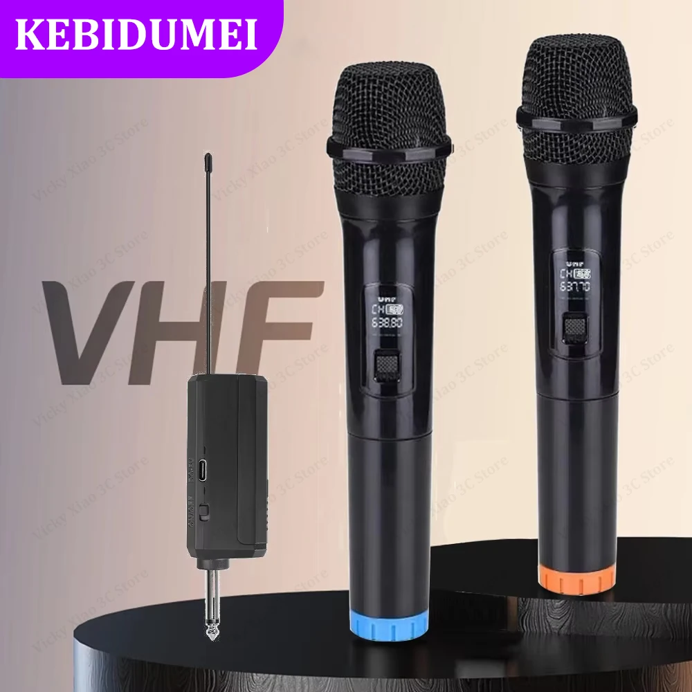 Microfono wireless Microfono portatile 2 canali UHF Microfono a frequenza fissa per feste Karaoke Riunioni professionali per spettacoli in chiesa