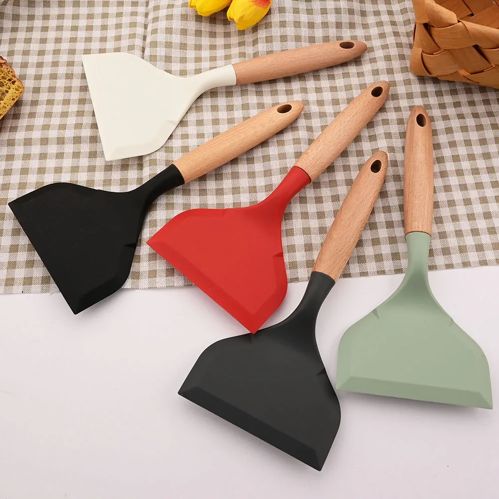 Spatule en Silicone, ustensiles de cuisine, viande de bœuf, œuf, grattoir de cuisine large, outils de cuisine pour Pizza, pelle spatule antiadhésive 1 pièce