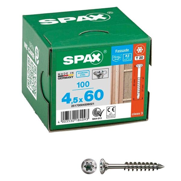 SPAX Fassadenschrauben T20 Linsensenkkopf A2 4,5 x 60 mm 100 St. Image