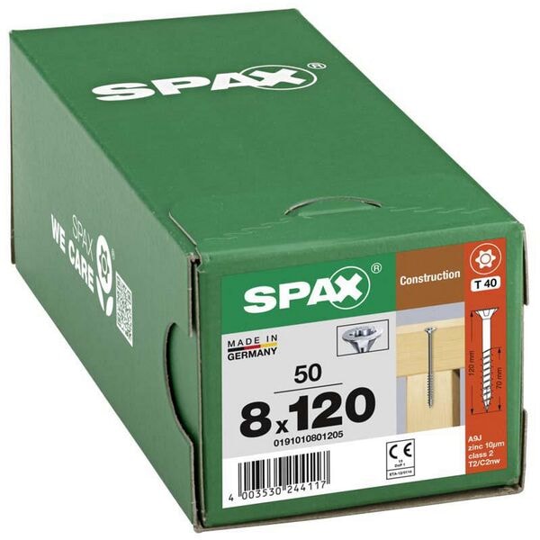 SPAX Holzbauschrauben T40 Senkkopf WIROX 8 x 120 mm 50 St. Image