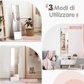 Goplus - 160 x 40 cm Specchio ad Alta Definizione a Figura Intera, Specchio a Piantana con Cornice