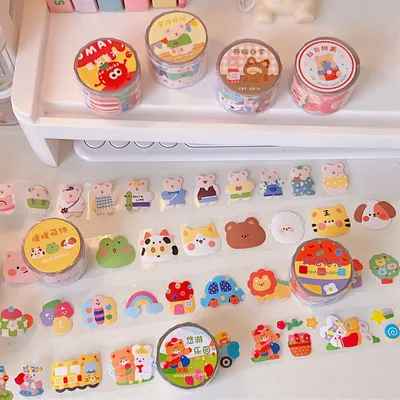 Transparent Waterproof Hand Account Sticker Hand Account Material Cute Cartoon Tape Student