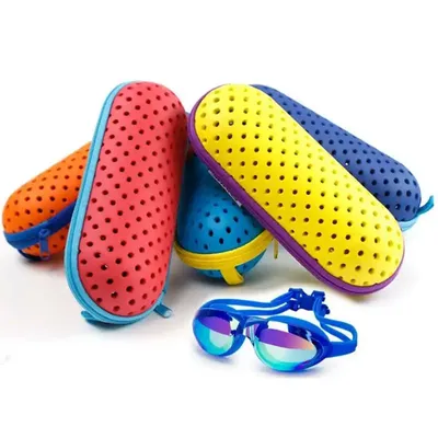 EVA Swimming Goggles Storage Box with Clip & Drain Holes Goggles Protective Case Breathable for