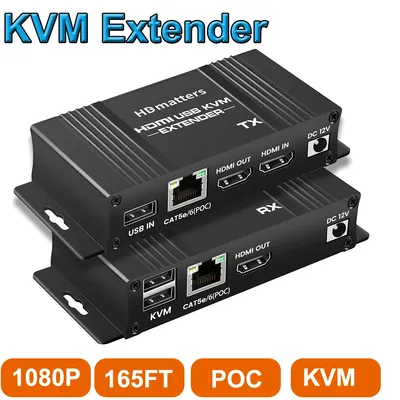 HDMI KVM Extender Over Cat5e/6 Cable up to 50M USB 2.0 KVM HDMI Extender with HDMI Loop Out for PC