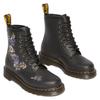 Schnürboots DR. MARTENS "Vonda", Damen, Gr. 37, schwarz, lila geblümt, Lederimitat, geblümt, modisch, Schuhe, Boots, Festival-Boots, Stiefel in schmaler Form