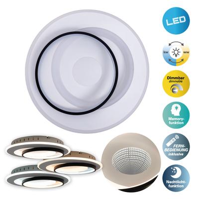 NÄVE LED Deckenleuchte "Malea", weiß, 1 flammig, Ø 49,00cm H: 8,50cm,, Lampen, dimmbar per Fernbedienung, CCT, Memory, Nachtlicht, D: 49 cm, weiß Image