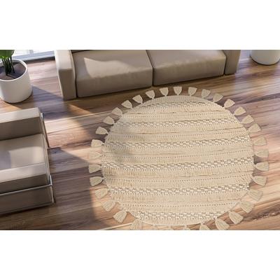 Wollteppich ME GUSTA "Bohist 325", beige (natur), B:160cm H:18mm L:160cm Ø:160cm, Wolle, Teppiche Image