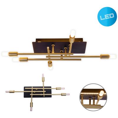 NÄVE LED Deckenleuchte "Ancona", braun (messing), H: 10,00cm, Lampen, schwarz/gold, mit LED Backlight Lichtfarbe warmweiß, exkl. 5x G9 Image