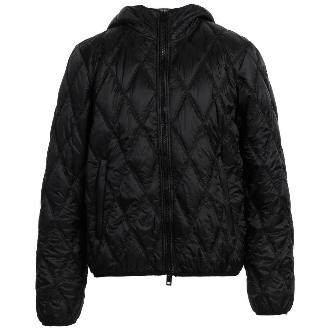 Diesel Mens Quilted Black Hooded Coat Polyamide - Size Large | Diesel Sale | Discount Designer Brands