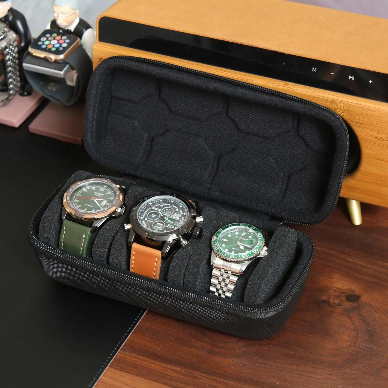 Uhrenbox-Organizer für Männer oder Frauen, Uhren-Reisetasche, tragbare Aufbewahrung, Uhren-Display-Halter für Armbanduhren und Smartwatches Image