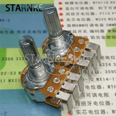 3PCS WH148 Typ Doppel B20K B203 Gebogenen Fuß 6 Pin Blume Welle Länge 20MM Audio Verstärker Volumen Image