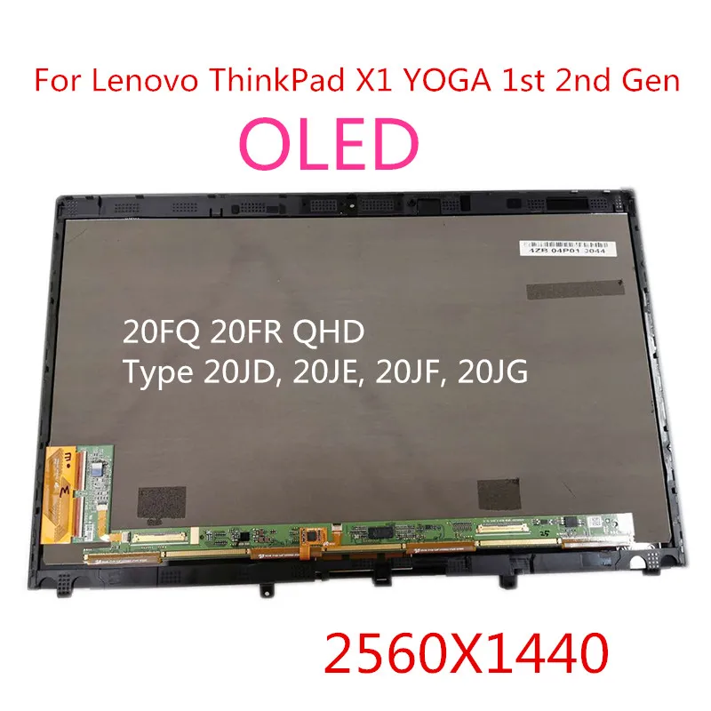 Für Lenovo ThinkPad X1 Yoga 1. 2. Generation LCD-Touchscreen und Lünette WQHD 01AW977 SD10G56716 OLED-Display 2560 x 1440 Image