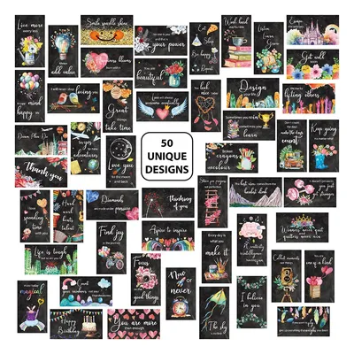 50 Stück Lunchbox-Karten mit Motivationszitat, Ermutigungskarten, Premium-Klardruck, inspirierende Image