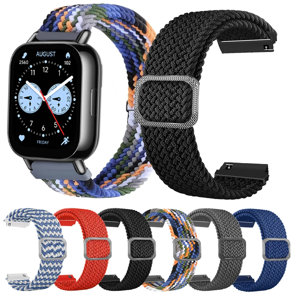 1PCS 22mm Geflochtenes Armband Für Redmi Uhr 5 Lite/5 Aktive Sport Nylon schleife Band für Xiaomi Amazfit Realme Uhr S2 Uhrenarmbänder Image