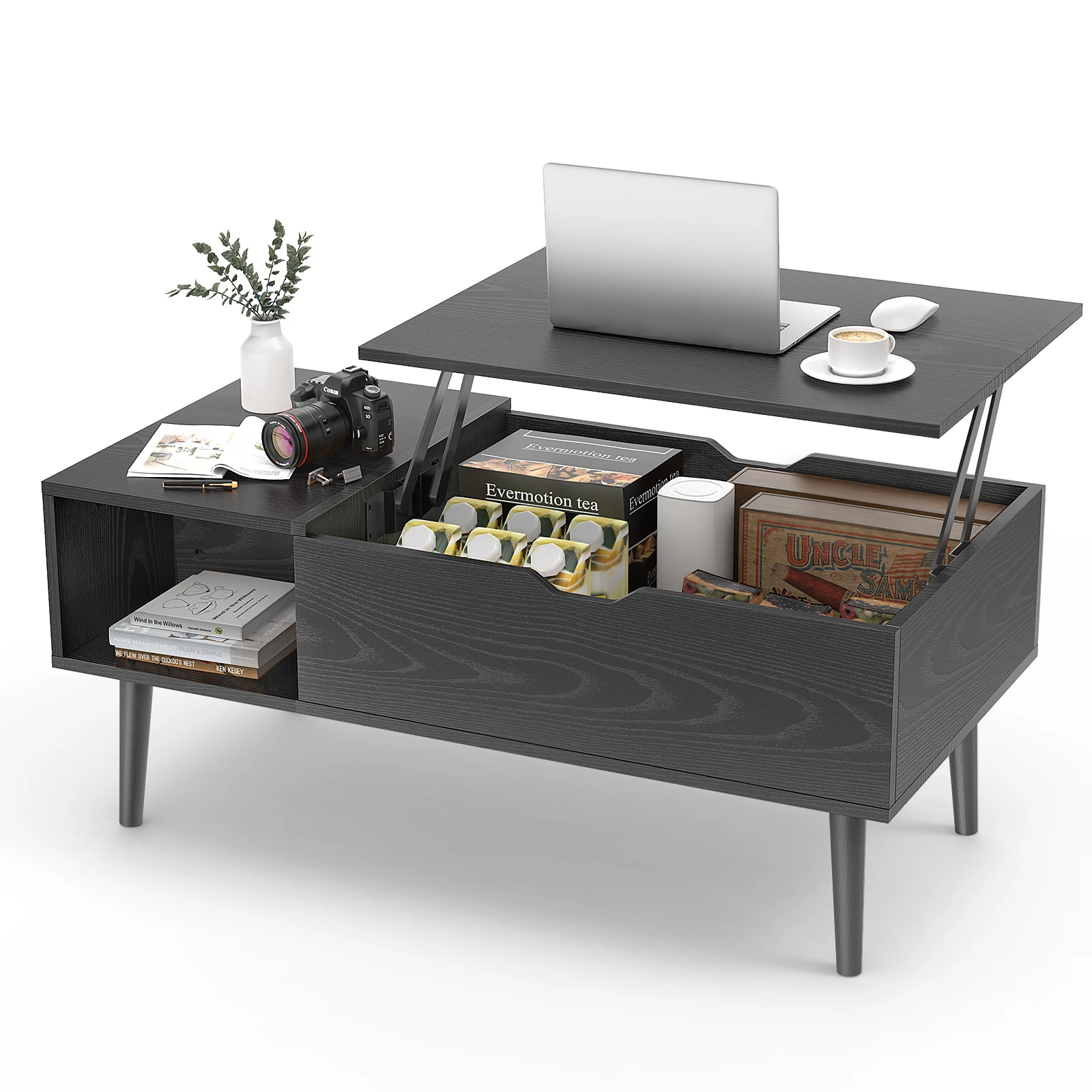 JHK Lift-Top-Couchtische für Wohnzimmer, 39,37 x 19,7 Zoll, Schreibtisch, Tee-Holz-Esstische, verstellbares Lagerregal, einfaches Heben oder Unteren