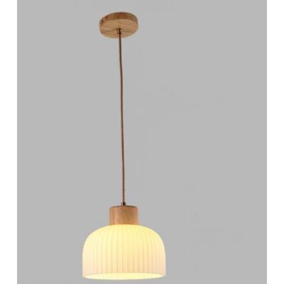 Wottes - Modern Pendelleuchte Glas Holz Hängelampe Kreative Innenbereich Deckenleuchte Lampenschirm Image