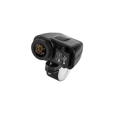 12V 5V Motorrad usb Ladegerät für 2,1A 12V Motorrad Ladegerät mit led Voltmeter Display Thermometer Image