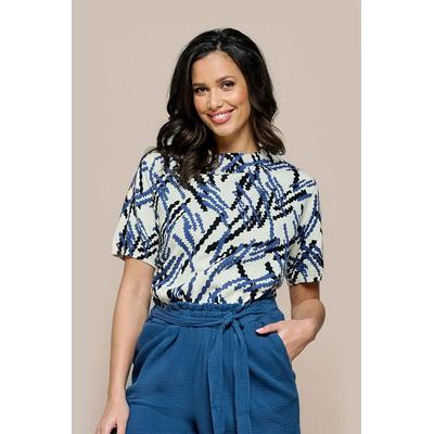 Top mit Mylah-Print in gebrochenem Weiß / Blau Image