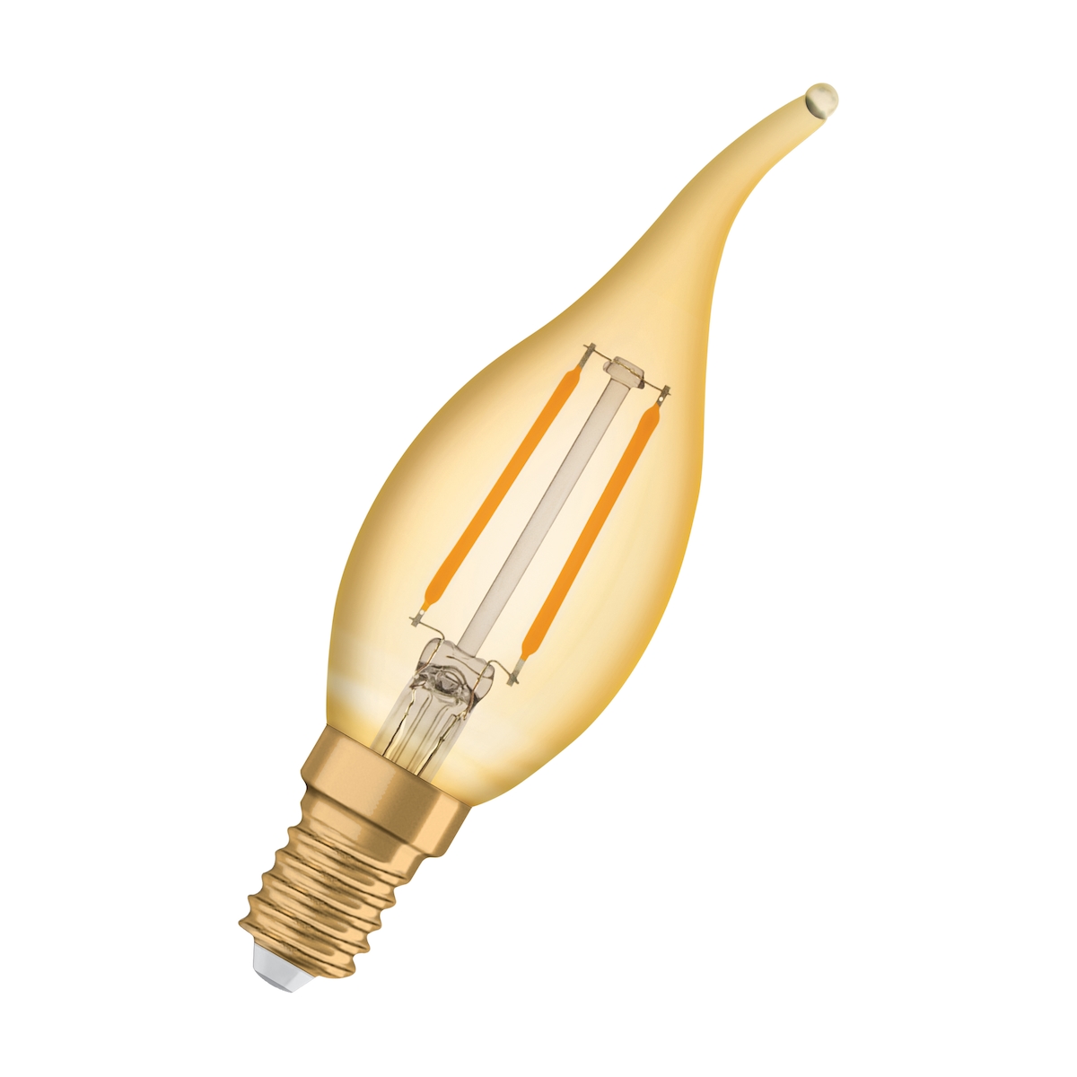 OSRAM LED VINTAGE 1906 CLASSIC BA 12 FS Warmweiß Filament Gold Windstoß E14 Kerze, 293229 Image
