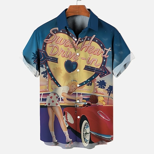 Bluse / Hemd Retro Poster Retro-Mädchen 1950er Retro Vintage Grafik für Herren Erwachsene 3D-Druck für Maskerade Täglich Urlaub Party Image