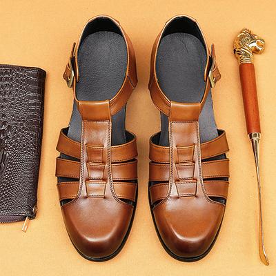 Men's Leather Fisherman Sandals - Breathable Summer Closed-Toe Sandals for Casual Outdoor Wear