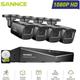 Sannce - Sistema di Sicurezza Cablato Esterni 1080P 16CH 4 Telecamere Visione Notturna Accesso