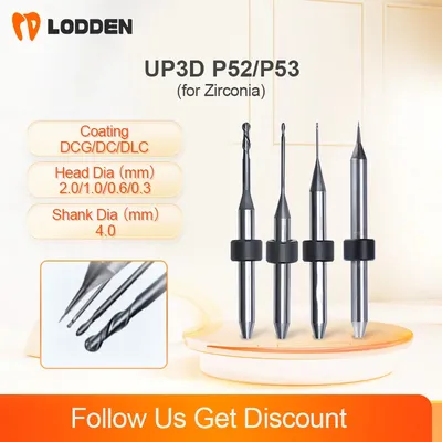 UP3D P52 P53 for Dry Milling Machine Drills Dental Materials Zirconia D4 Grinding Bur Coating
